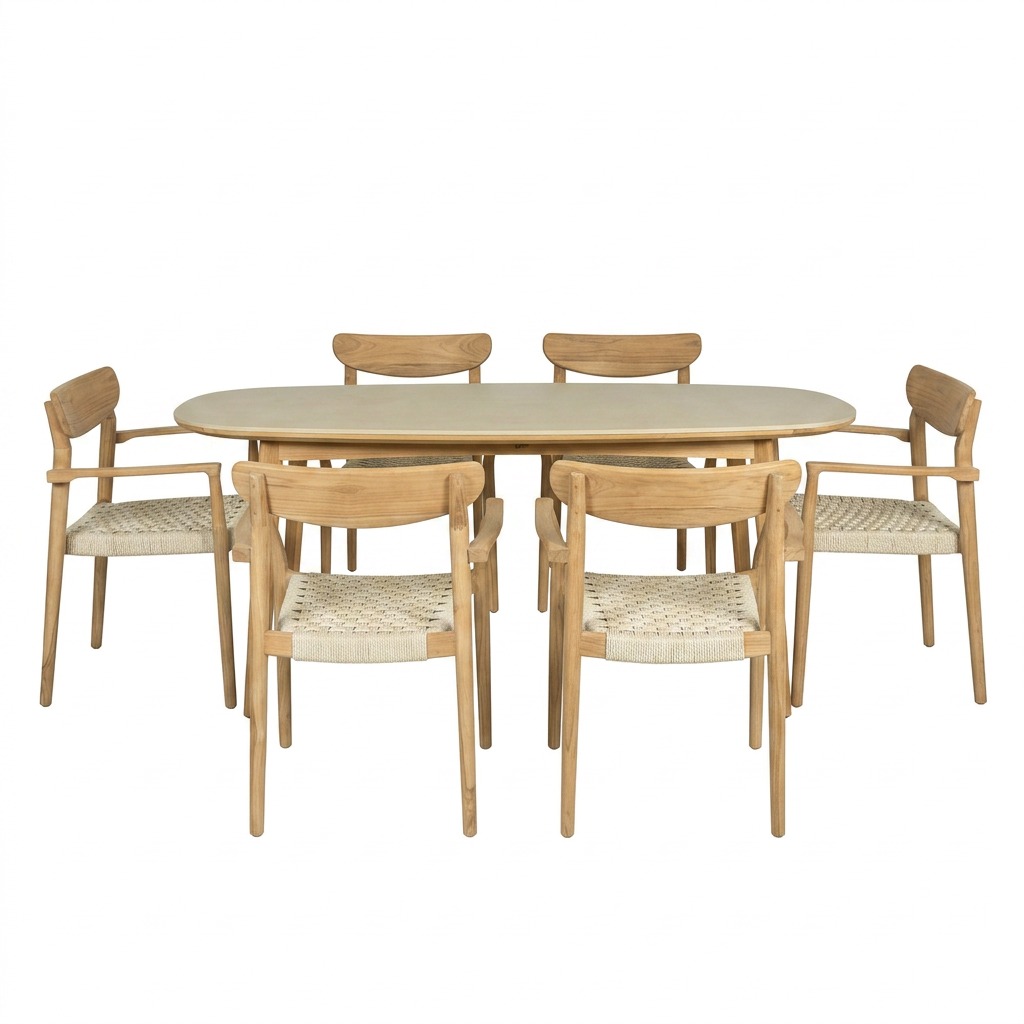 Haag dining sæt i teak med Superstone bord - 6 personers havesæt - Billede 2