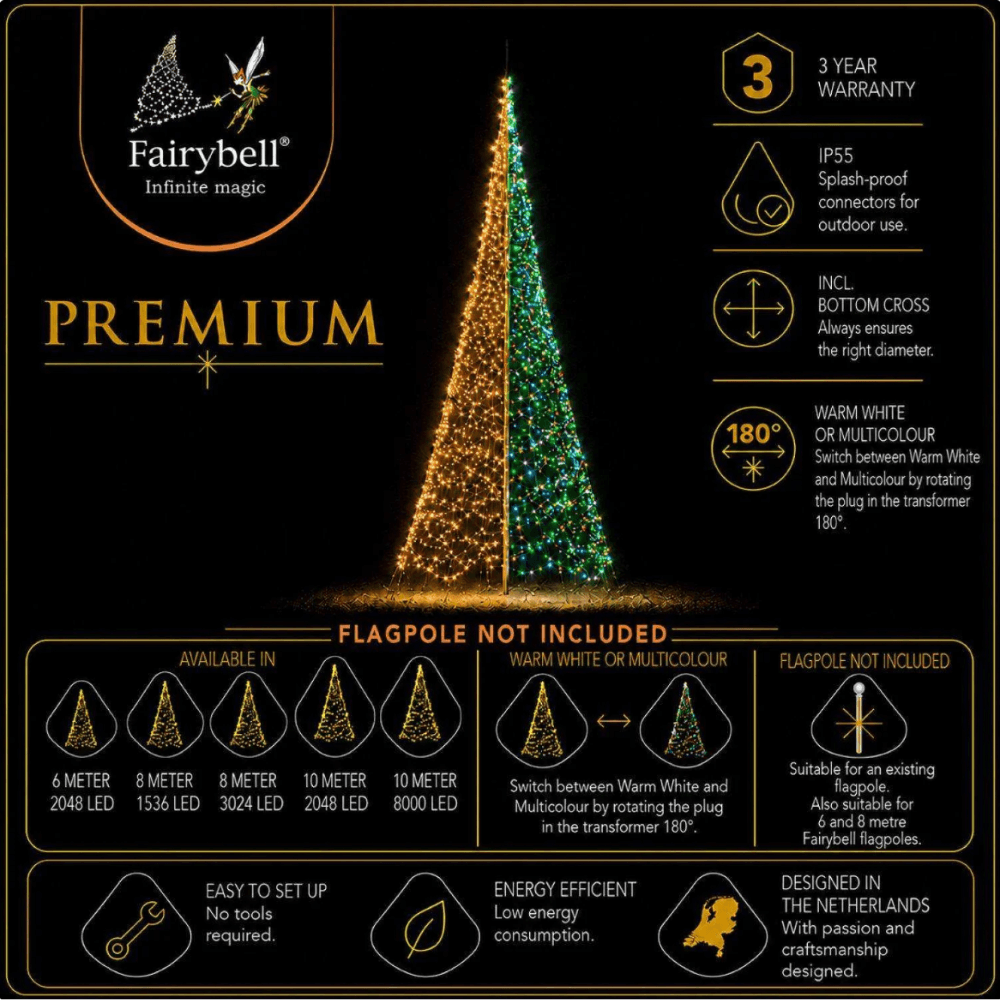 Fairybell Premium 10 meter med 2048 LED og Luminous Switch - Billede 3